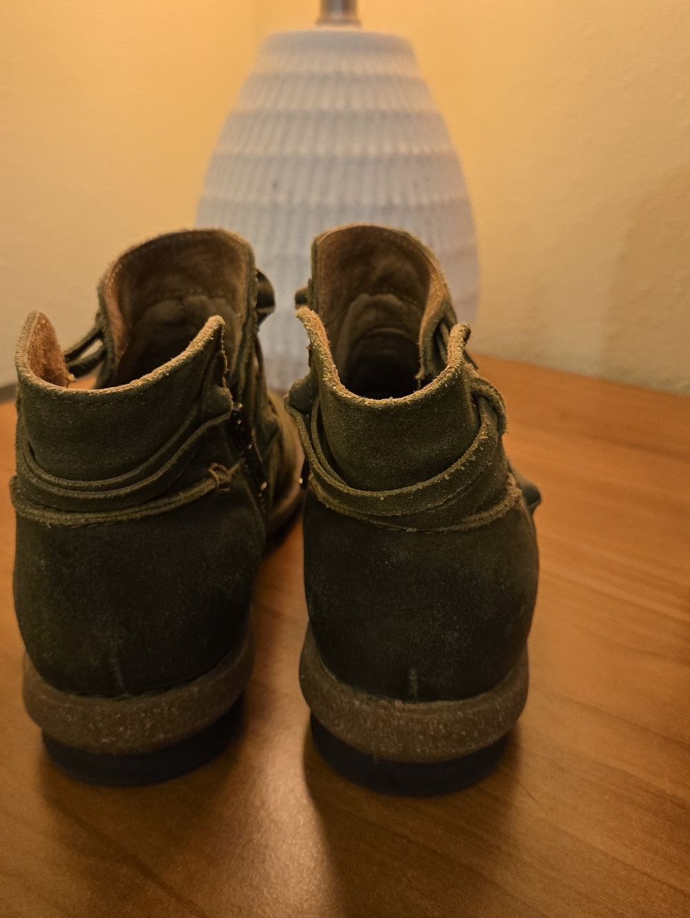 Born Tarkiln Women's Olive Suede Ankle Boots with Wrap Straps Size 6.5M/W - Picture 5 of 12